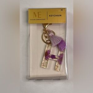 Modern Expressions Purple Floral “H” Keychain
